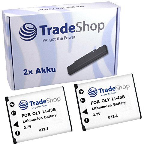 2X Trade-Shop Li-Ion Akku 3,7V kompatibel mit Polaroid Compactline 103, 360, 370, 370TS, 390, Powerflex 400, 550, 600, 700, 800, kompatibel mit Bosch Nyon