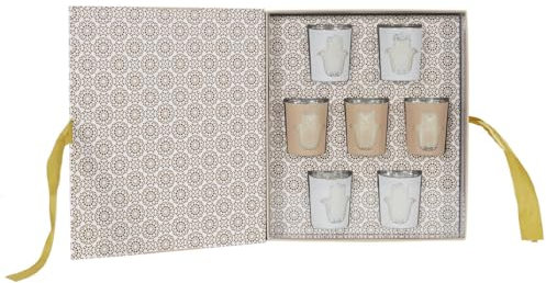 Luxus-Duftkerzenset Horizon mit Hamsa-Design – 7 Stück | Rose & Oud & Weißer Moschus | Dekorative Geschenkbox