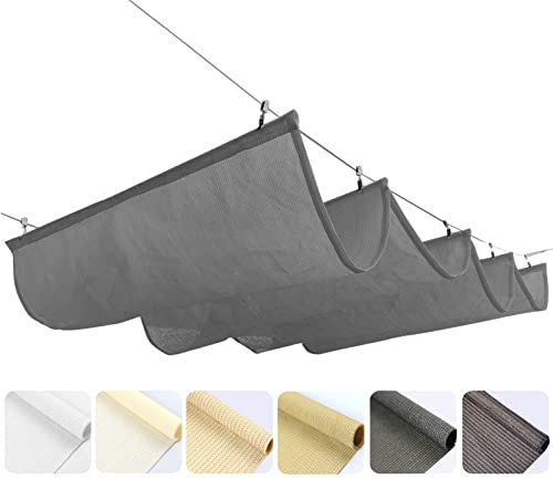 Retractable Wave Canopy Pergola Cover with Mounting Kit Outdoor Anti UV Sun Protection Awning for Patio Backyard and Garden Custom Shade Sail for Trellis Roof Shelter