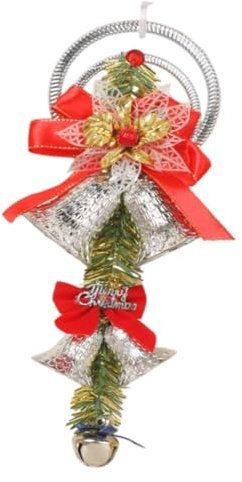 DXZXDJIU Red Christmas Bell Ornament Pendant with Bowknot - Festive Hanging Decoration for Tree, Parties, and Door Knobs(Silver)
