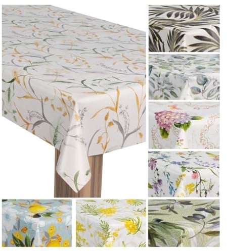 laro Wachstuch-Tischdecke Wachstischdecke Gartentischdecke, Muster:Weizen Getreide Weiß, Größe:130x300