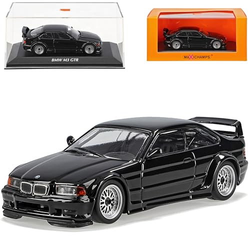 alles-meine.de GmbH B*M*W 3er M3 GTR E36 Coupe Schwarz 1990-2000 1/43 Minichamps Maxichamps Modell Auto mit individiuellem Wunschkennzeichen