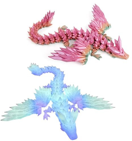 ZWWOGE 2 PCS 3D Gedruckter Drache Drachen Spielzeug Realistische Realistische Beweglicher Drachen Figuren flexible Gelenke Heimdekoration Schreibtischspielzeug Heimbürodekoration Drachen Figuren