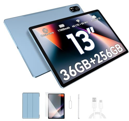 Blackview MEGA 8 Tablet 13 Pollici Android 15 Tablet 36GB RAM + 256GB ROM (TF 2TB), Octa Core T620 2.2GHz, 50MP+13MP, 2K FHD/90Hz, Doppio SIM 4G LTE+5G WiFi, 11000mAh/18W, Widevine L1/AI/GPS/Pen/2025