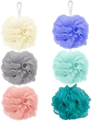 6 Pièces Maille Moussante Fleur de Douche Lavable, Fleur de Douche Aux Belles Couleur, Bain De Mousse Loofahs Brosse À Nettoyer, ÉPonges De Bain, Pouf De Douche la Peau Nettoyer la Peau Apaisante