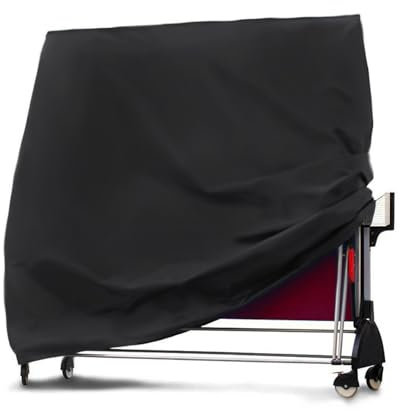 Tischtennis Schutzhülle Outdoor Wasserdicht Oxford Tischtennisplatte Abdeckung 185 breit Wetterfest Klappbar Ping-Pong Tisch Kleidung gegen Nässe Schmutz Regen Schnee und UV (Black, 165x70x185cm)