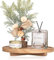 Round Decorative Tray Wood Bathroom Counter Organizer Farmhouse Kitchen Decor Wooden Riser for Soap Dish, Perfume, Candle, Sponge, 10 (Brown, 10)