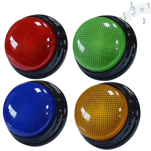WDEC 4PCS Learning Resources Botones de Respuesta, Victoria, Alarma, Lanzamiento, Sonido de Advertencia, pulsadores de Colores, Divertidos Botones para Usar en Juegos en el Aula y en casa, Juegos