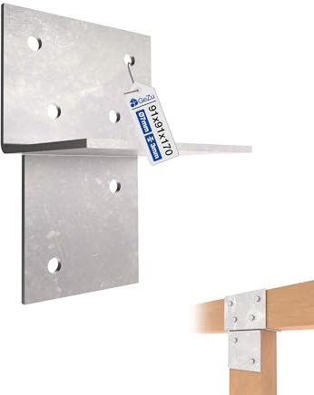 GeZu Impex Holzverbindung T Stück 91 x 91 mm Feuerverzinkt T-Verbindungswinkel Wand- & Pfostenverbinder für Holzkonstruktionen | Feuerverzinkter T-Verbindungsbügel für Wand- und Pfostenverbindungen Holzkonstruktionen