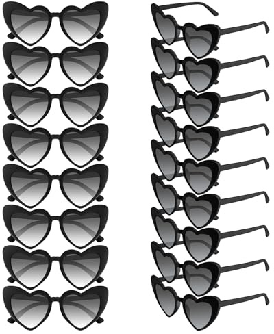 Morcheiong 8/16 Stück Herz Sonnenbrille UV400 Bachelorette Sonnenbrille Herzform für Damen Hochzeit Brautjungfer Partygeschenk Dekorationen