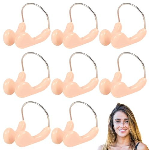 8 Pezzi Nuoto Naso Clip, Nuoto Naso Clip Impermeabile Comodo Tappanaso per Piscina in Silicone con Morbida Imbottitura per Protezione Allenamento da Nuoto (Beige)