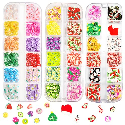 3 Boxes Slime Charms, Resin Charms and Accessories, 3D Nail Charms for DIY Crafts, Resin Jewelry Making, Slime Accessories, 48PCS Fruit and Flower Slices