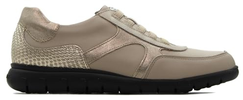 PITILLOS - Blucher,Zapato de cordón elástico,Casual,de Piel,Plantilla Extraible,Deportivo,Sneakers para: Mujer Color: Piedra Talla:36