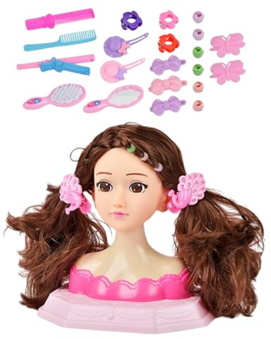 Nevalerra Puppenkopf Haarstyling Make-up Spielzeug,Mädchen Puppenkopf Make Up Frisier : Mit kämbbaren Haaren und abwas- Vielseitiges Schminkpuppen Für Weihnachten, Kindertag Und Geburtstag