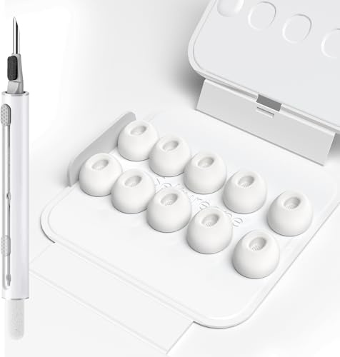 Seltureone 5 Paare Ersatz-Ohrstöpsel für AirPods Pro 3 (2025) mit Reinigungskit, Es sind 5 Größen Silikontips mit Tragbarer Aufbewahrungsbox Vorhanden für AirPods Pro 3 Aufsätze（M）