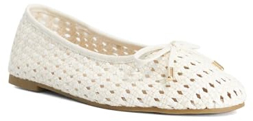 Dune London Ladies HYPNOS Woven Raffia Ballet Flats Size UK 6 Ballet Pumps Ecru