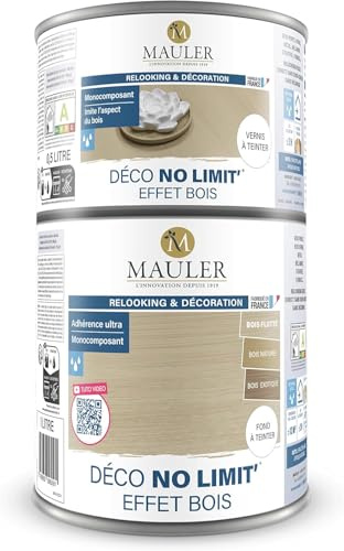 MAULER - Peinture Effet Bois multisupports 1,5L - Meuble, cuisine, bain - Kit peinture + Vernis - Imite le veinage du bois - Naturel