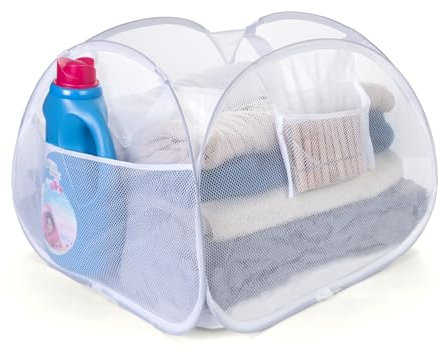 Smart Design 3566114 Wäschekorb, Ventilair, Netzgewebe, Weiß, Basket Hamper