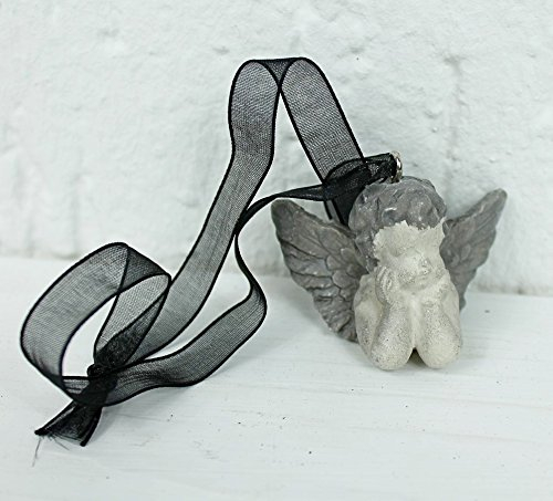Halbach Hänger für Grabschmuck Kranz Blumen - Engel aus Kunststein - Grabschmuck Grab Trauer