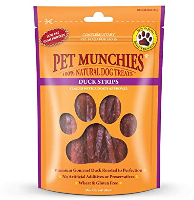 Pet Munchies Duck Strips Dog Treats, Premium Natural Grain Free Dog Chews Made With Real Meat, Low in Fat and High in Protein 90g