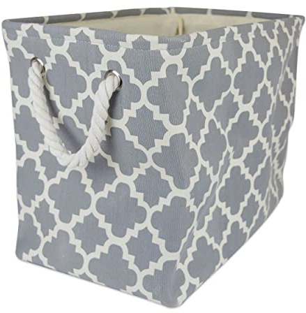 DII Polyester Container with Handles, Lattice Storage Bin, Medium, Gray