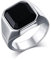 AMDXD Schmuck Edelstahl Herren Silber Engagement Ringe Schwarz Quadratische Achat,Einfach Gr.54 (17.2)