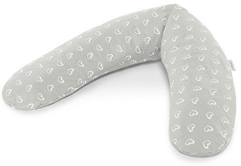 Theraline Das Komfort Stillkissen Hohlfaser inkl. Bezug 180 cm Herzen grau