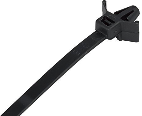KafTon Push Mount Winged Cable Ties 4.8mm x 200mm Black Car Chassis Fixing Base - Pack of 100