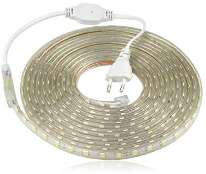 DUVERT Ruban à LED, Bande LED Etanche, Lumineux Bandeau Led 220v, 5050 IP65 Etanche Bande Strip Led, Blanc chaud (20m)