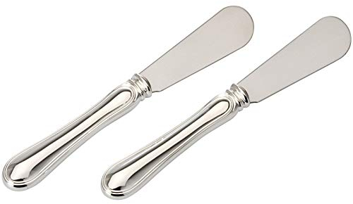 H.Bauer jun. versilbertes Buttermesser Set 2-teilig mit Edelstahl-Klingen - auch als Marmeladenmesser oder Aufstrichmesser verwendbar