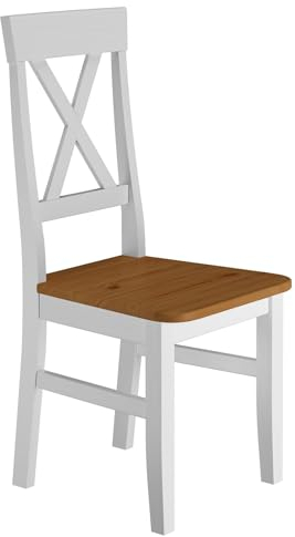 Erst-Holz Küchenstuhl Massivholzstuhl Farbton Eiche und weiß Esszimmerstuhl Massivholz V-90.71-24W, Menge:Einzelartikel