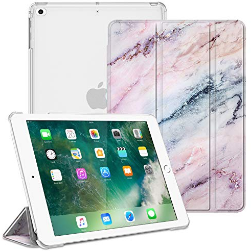 Fintie Hülle für iPad 9.7 Zoll 2018/2017 - Ultradünn Schutzhülle mit transparenter Rückseite Abdeckung Cover mit Auto Schlaf/Wach für 9.7 iPad 6. Generation / 5. Generation, Marmor Rosa