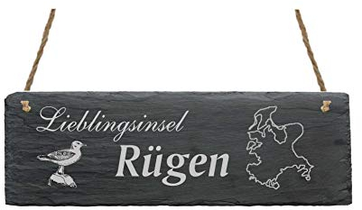 Schiefertafel LIEBLINGSINSEL RÜGEN - 22 x 8 cm