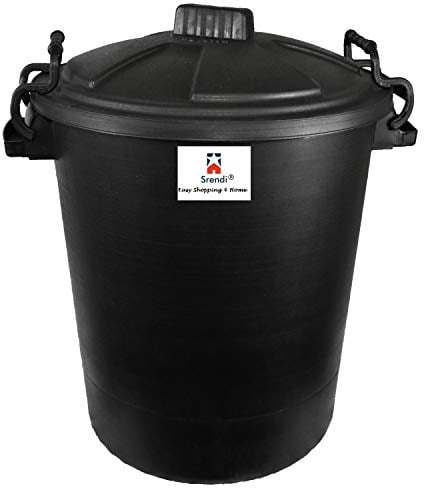 Srendi® 50L Plastic Bin/Waterfroof/Rodent Proof/Ideal for Outdoor/Animal Feed/Food/Storage/Flour Locking Lid (Black)