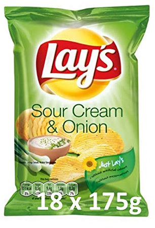 Lays Chips Sour Cream and Onion 18 x 175g