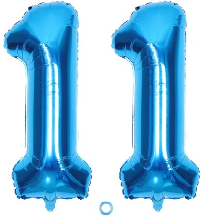 SNOWZAN Luftballon 11. Geburtstag Blau - Deko für 11 Jahre Junge - Riesen Folienballon Zahl 11
