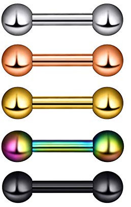 Longbeauty 5 Pcs 1.2 mm Piercing Barbells Set 316L Edelstahl 6mm Hantel Stabs mit Kugeln Helix Industrial Intim Brust Nippel Tragus Ohrringe Zungenpiercing Schmuck