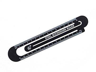 Multifunktionales Lesezeichen aus Metall und 15 cm Lineal, gerades Lineal, Messwerkzeug, klassisches Schwarz und Weiß, 2 Stück (Schwarz)