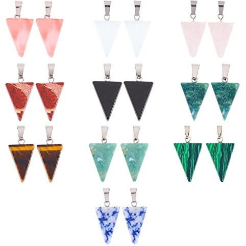 SUPERFINDINGS 20 Stück 10 Stile Natural Gemstone Anhänger Dreieck Edelstein Anhänger Halskette Heilkristall Quarz Für Ohrring Halskette Armband Schmuck Herstellung