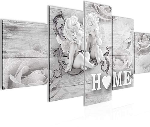 Runa Art Wandbilder Home Holz 5 Teilig Bild auf Vlies Leinwand Deko Wohnzimmer Engel Schwarz Weiss 026152c
