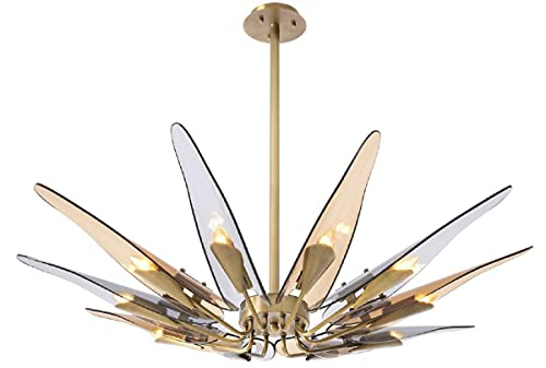 Casa Padrino Designer Kronleuchter Antik Messing/Bernsteinfarben/Grau Ø 112 x H. 8,5 cm - Metall Kronleuchter mit getönten Glas Lampenschirmen - Luxus Qualität