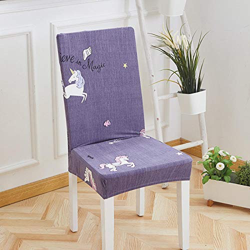 ZZDXW Stuhlhussen Lila Einhorn Stuhlhusse Esszimmerstühle Elastischer Waschbar Stuhlbezug Universal Langlebig Hussen für Stühle Moderne Stuhlhusse Stretch 2er Set