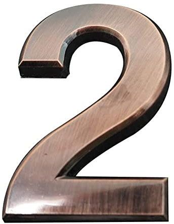 4 Inch 3D Mailbox Number, Self Adhesive House Waterproof Door Street Stickers for Home Apartment (NO.2)