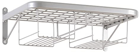 Louis Biker Garderobe Duo, Helmhalter Wand für 2 Helme, Handschuhablage für 2 Paar, Platz für 2 Jacken/Kombis an Bügeln, Solider Stahl, Inklusive Montagematerial, Silber
