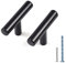 12 Pcs Black Cupboard Handle, Kitchen Drawer Door Knob, Cabinet Pulls with 2 Size Screws, Replacement Aluminum Alloy Door Knobs for Bedroom Bathroom Furniture Wardrobe (T)