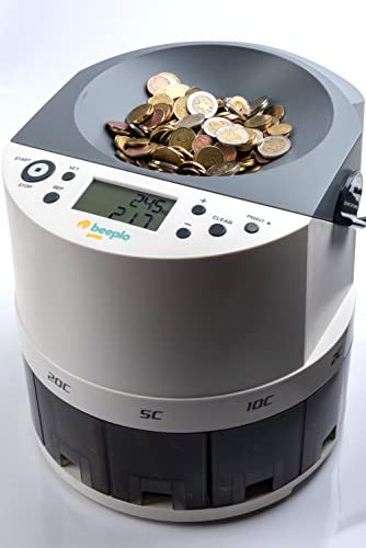 beeplo G600 | Automatischer EUR-Münzzähler und -sortierer | hohe Geschwindigkeit 650 Münzen/Minute | 4 Jahre Garantie