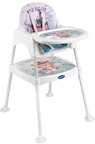 Kinderhochstuhl Hochstuhl für Babys Verstellbar Klappbar Tisch 5-Punkt Gurt (Blau)