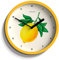 Jones Clocks® Fruit Reloj de Pared | Reloj Redondo pequeño | 20cm | Amarillo | Esfera de limón ilustrada botánica | Ideal para Cocina y Comedor.