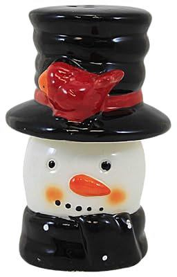 Muñeco de nieve y sombrero salero y pimentero