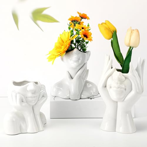 Sieral Keramik-Gesichtsvase, weibliche Form, Blumenvase für Dekoration, moderne Körpervase, dekorativer Kopf, Halbkörper-Büste, Vasen, Mittelstück für Tisch, Regal, Zuhause, Schlafzimmer, Zimmer, Büro